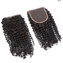 Extensão de cabelo de vison Brazilin, um fornecedor peruano Kinky Curly Encerramento